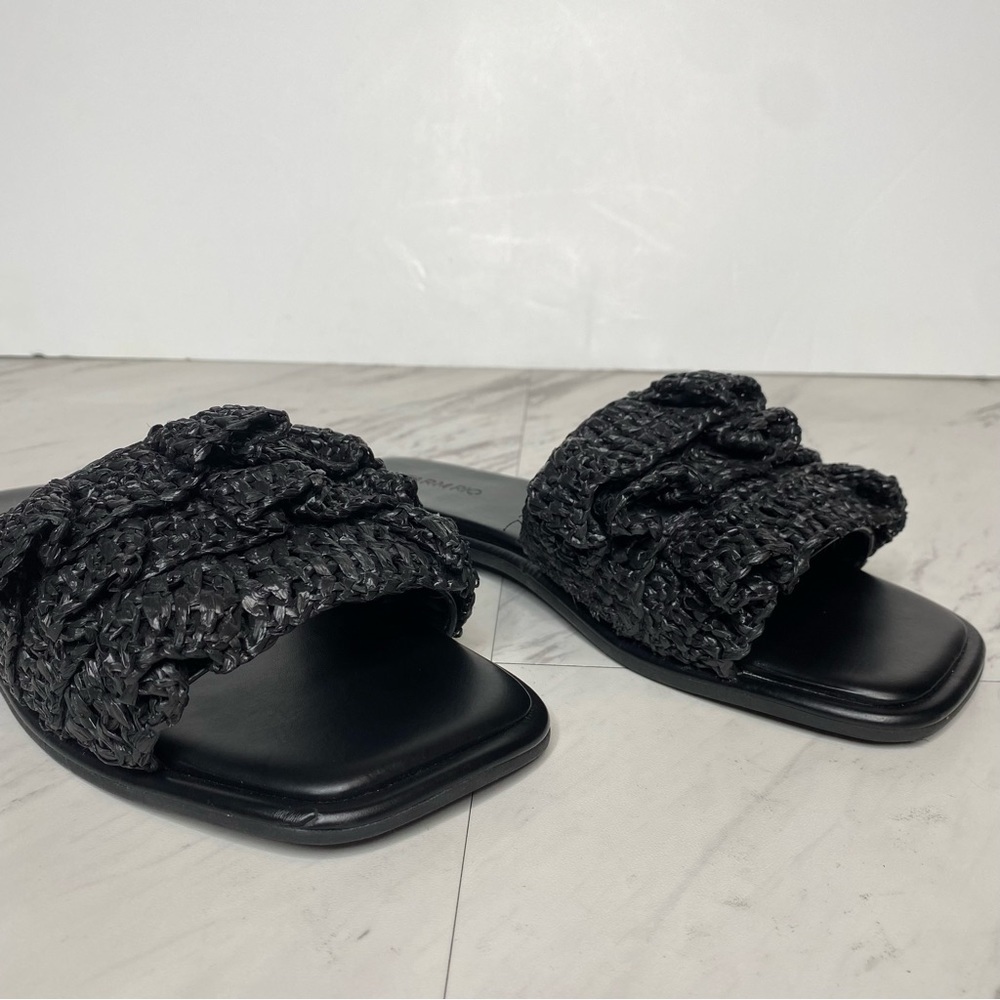 Farm Rio Black Ruffle Square Toe Slide Sandal 9 - Picture 8 of 13